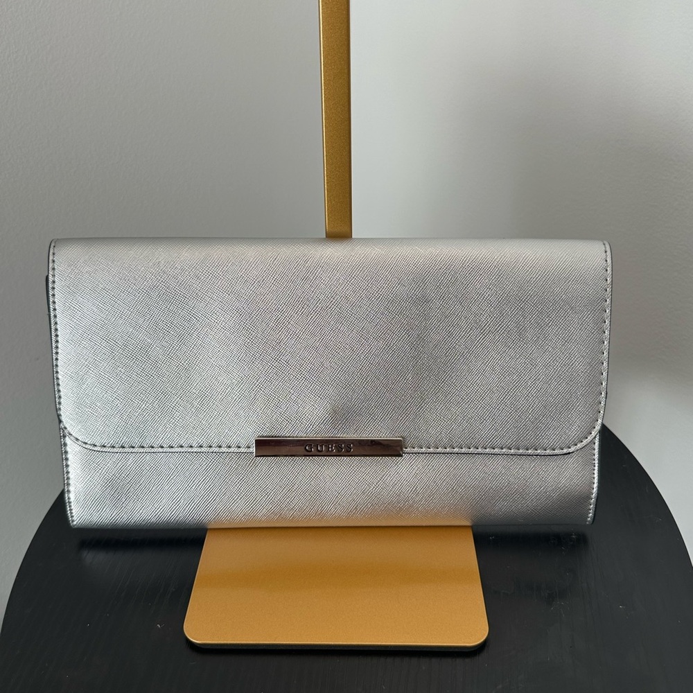 Guess Metallic Silver Clutch